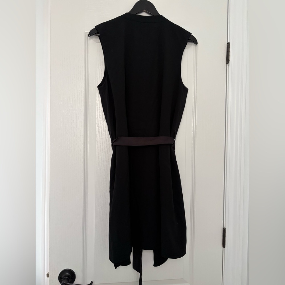 BABATON - Black Sleeveless Drape Front Belted Vest Trench Style - Picture 2 of 6